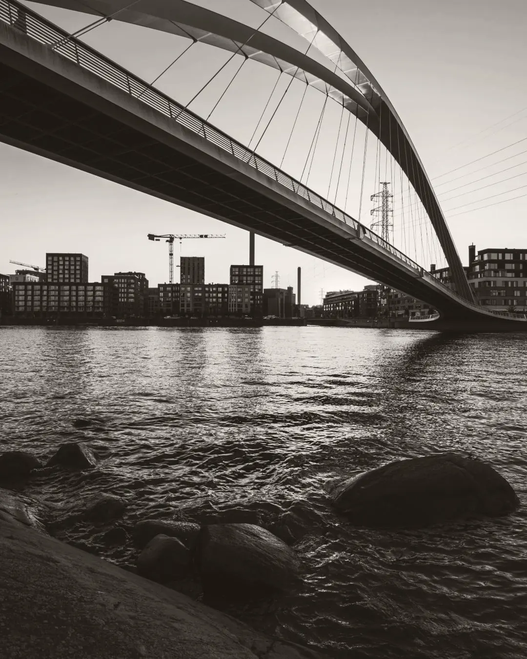 Bridge and waterfront construction in Helsinki