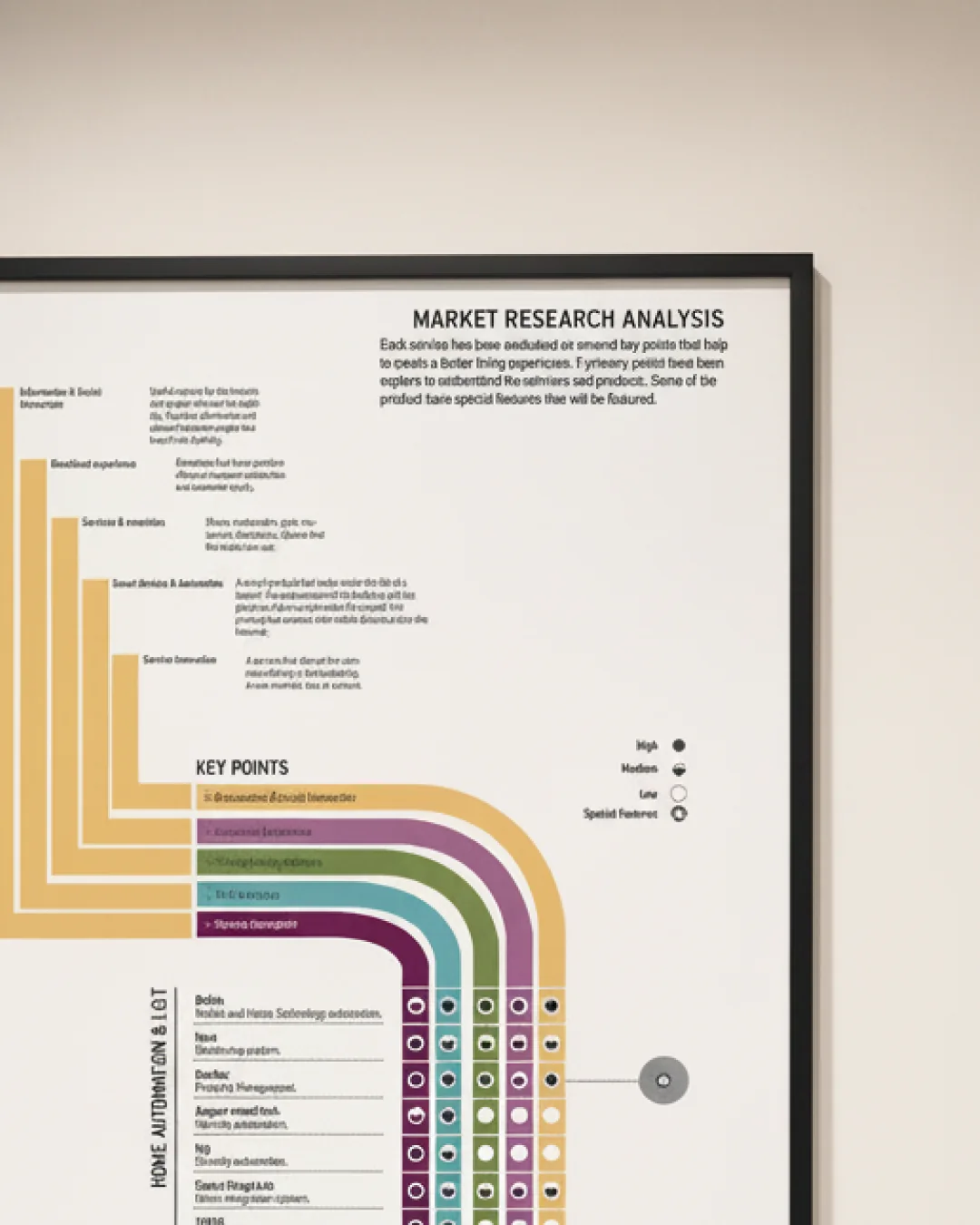 Market research analysis poster, framed